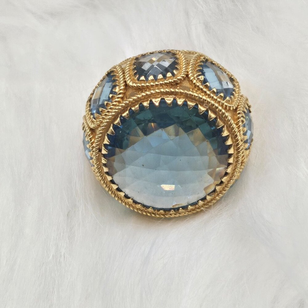 Rebecca Gold plated Aquamarine Statement Ring; size 6 - Picture 2 of 8